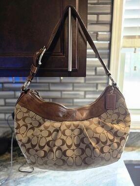 Coach Soho Tan and Brown Signature Canvas Hobo Bag